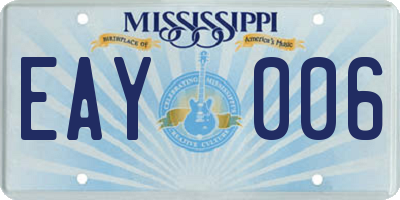 MS license plate EAY006