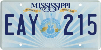 MS license plate EAY215