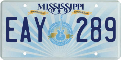 MS license plate EAY289