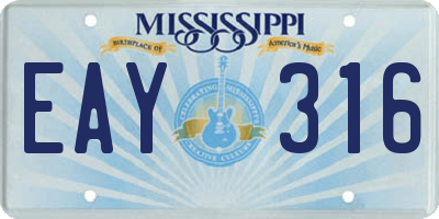 MS license plate EAY316