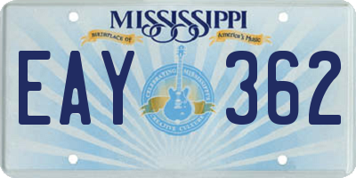MS license plate EAY362