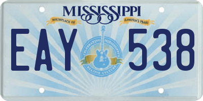 MS license plate EAY538