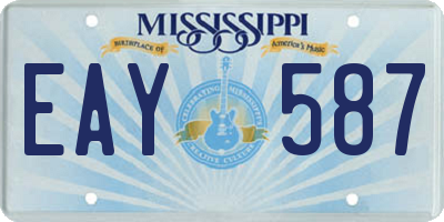 MS license plate EAY587