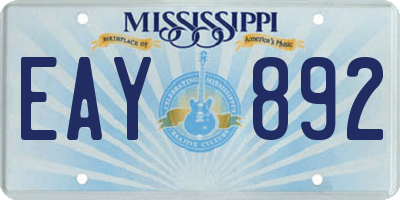 MS license plate EAY892