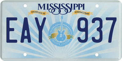 MS license plate EAY937