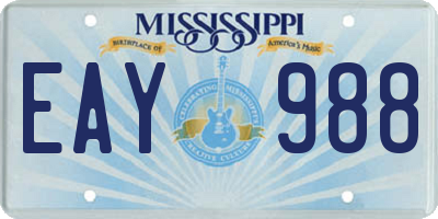 MS license plate EAY988