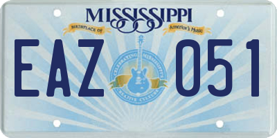 MS license plate EAZ051