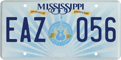 MS license plate EAZ056
