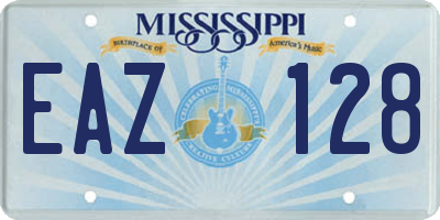 MS license plate EAZ128