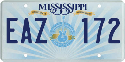 MS license plate EAZ172