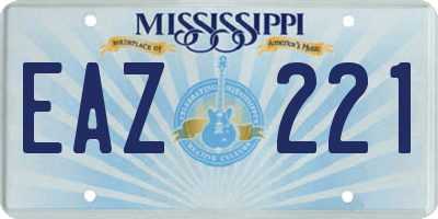 MS license plate EAZ221