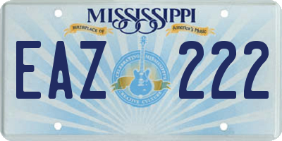MS license plate EAZ222