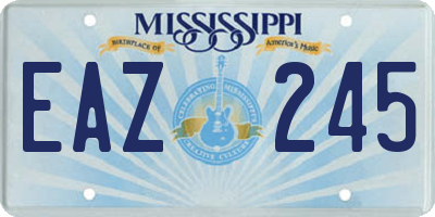MS license plate EAZ245