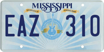 MS license plate EAZ310