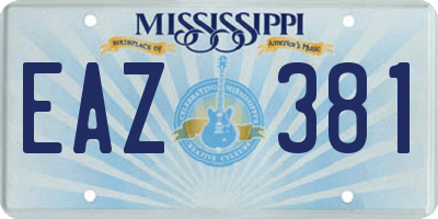 MS license plate EAZ381