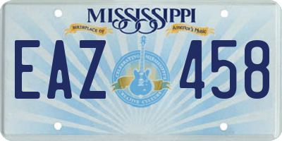 MS license plate EAZ458