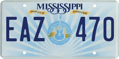 MS license plate EAZ470