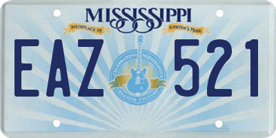 MS license plate EAZ521