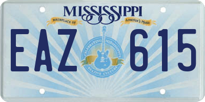 MS license plate EAZ615