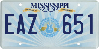 MS license plate EAZ651