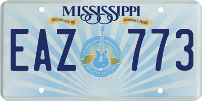 MS license plate EAZ773
