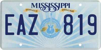 MS license plate EAZ819
