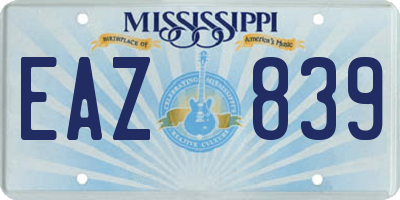 MS license plate EAZ839