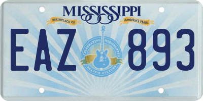 MS license plate EAZ893
