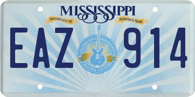 MS license plate EAZ914