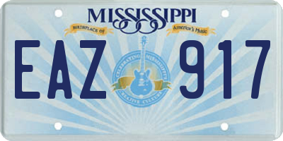 MS license plate EAZ917