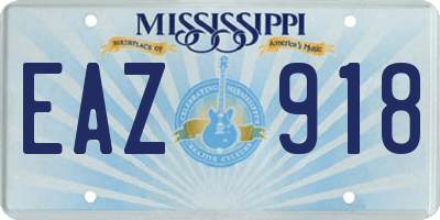 MS license plate EAZ918