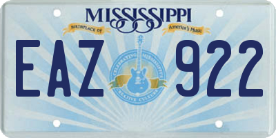 MS license plate EAZ922