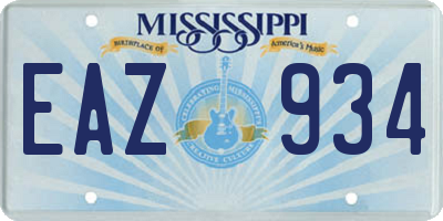 MS license plate EAZ934