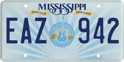 MS license plate EAZ942