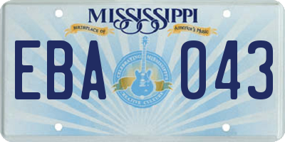 MS license plate EBA043
