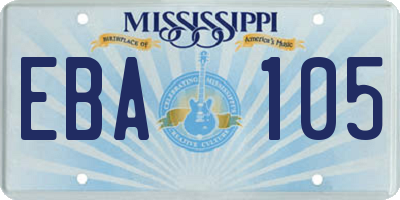 MS license plate EBA105