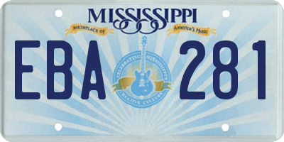 MS license plate EBA281