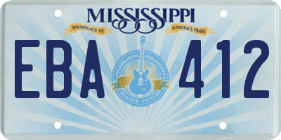 MS license plate EBA412