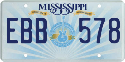 MS license plate EBB578