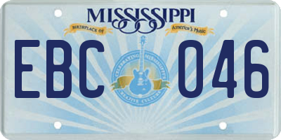 MS license plate EBC046