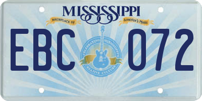 MS license plate EBC072