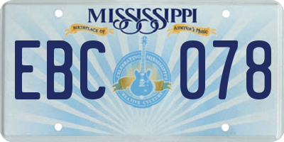 MS license plate EBC078