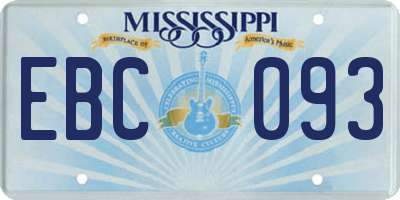 MS license plate EBC093