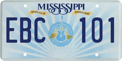 MS license plate EBC101