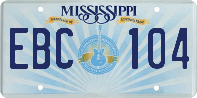 MS license plate EBC104