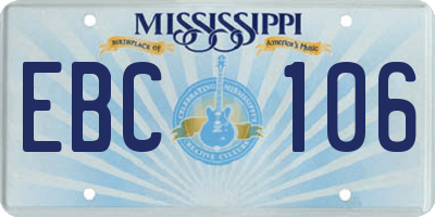 MS license plate EBC106