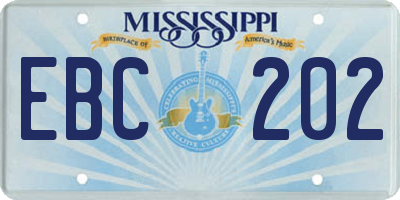 MS license plate EBC202