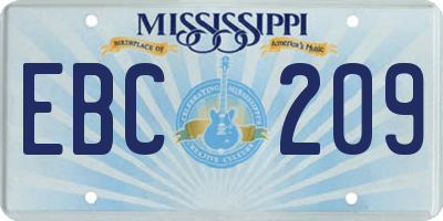 MS license plate EBC209