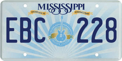 MS license plate EBC228