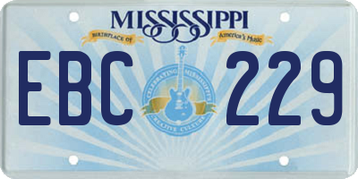 MS license plate EBC229